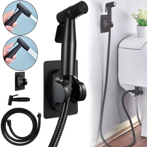 Ручний набір для біде Handheld bidet Sprayer Set AA6 - 14 Чорний змішувач лійка зі шлангом і кронштейном з нержавіючої сталі для гігієнічного душу