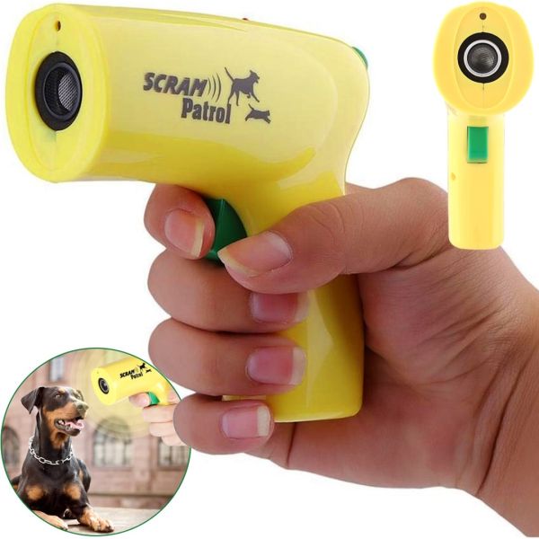Ультразвуковий ручний відлякувач собак з лазером Scram Patrol 0027 Dog Reppeler для відлякування і дресирування тварин на батарейках Жовтий