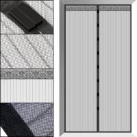 Антимоскітна сітка на магнітах Magic Mesh Black 90х210 см розсувна магнітна москітна штора від комах комарів і мух на двері Чорна Меджик Меш