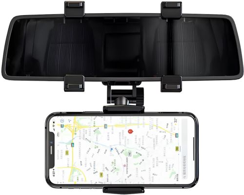 Автомобільний тримач для телефону HOCO CA70 Pilot кріплення до 6.5 " автотримач смартфона на дзеркало заднього виду з поворотом в машину Чорний