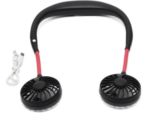 Портативний вентилятор на шию Neck Fan 360° бездротовий шийний спортивний охолоджувач 3 швидкості з акумулятором, LED-підсвічуванням і USB зарядкою
