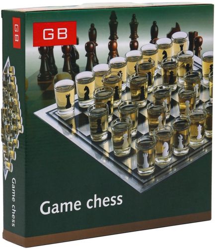 Подарочный игровой набор Пьяные шахматы Game Chess GB-086 настольная алко игра 25х25 см комплект шахмат рюмок и стеклянной доской для взрослых