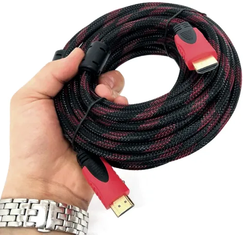 Посилений кабель Hdmi to Hdmi 20м 1080p в обмотці, кабель-подовжувач HDMI-HDMI 20m 20 m, 20 м для монітора і телевізора в обплетенні Чорно Червоний