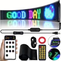Гнучкий екран Matrix Panel JTPD-03-011 9.2х37.4 см 16х64 LED світлодіодна рекламна RGB стрічка в авто, рядок, що біжить, з пультом і Bluetooth WiFi