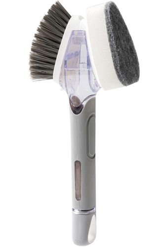 Двостороння щітка з дозатором для миття посуду Dish Wand Scrub Brush 2 в 1 MAG-582 кухонна губка з насадками, ручкою і ємністю для миючого NGB7