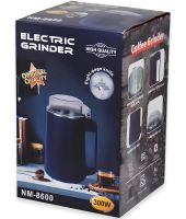 Електрична кавомолка Electric Coffee Grinder NM-8600 подрібнювач з регулюванням помелу з нержавіючої сталі для кави та спецій від мережі 300W