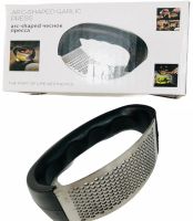 Пресс измельчитель Arc-Shaped Garlic Press для чеснока, ручная чесночница, чеснокодавка, нажимная чеснокодавилка из нержавеющей стали Черная