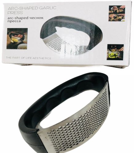 Пресс измельчитель Arc-Shaped Garlic Press для чеснока, ручная чесночница, чеснокодавка, нажимная чеснокодавилка из нержавеющей стали Черная