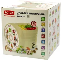 Електрична сушарка ROTEX RD660-Y на 5 відсіків для сушіння овочів і фруктів з терморегулятором 520W, електросушарка дегідратор 20л для продуктів