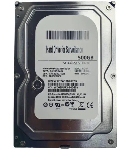 Внутрішній жорсткий диск Hard Disc WD05PURX-64D85Y 500GB HDD SATAIII 3.5" для комп'ютера, Універсальний накопичувач даних вінчестер 64MB для ПК