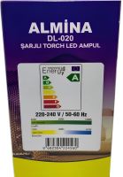 Аварійна світлодіодна LED лампа Almina DL-020 з цоколем E27 і вбудованим акумулятором 20W 6500K енергозберігаюча перезаряджається лампочка DL020