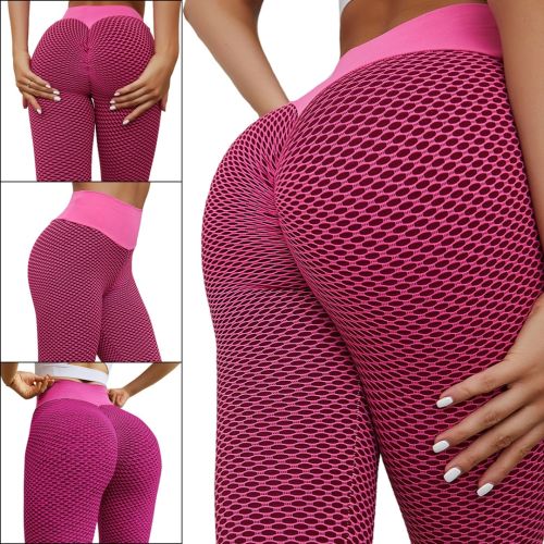 Жіночі спортивні легінси Staples Scrunch Bum рожеві із завищеною високою талією і ефектом пуш-ап стягуючі безшовні лосини для фітнесу push up