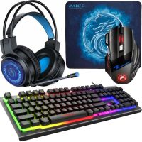 Ігровий провідний комплект 4в1 Gaming Set iMICE GK - 480 RGB клавіатура мишка килимок для мишки навушники з підсвічуванням геймерський набір для ПК
