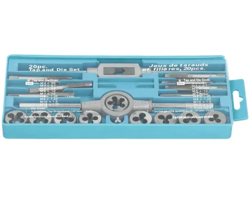 Набір мітчики і плашки Tap and Die Set M3-M12 20 штук комплект сталевих мітчиків і плашок для нарізування метричного різьблення в кейсі мічечок і лерка