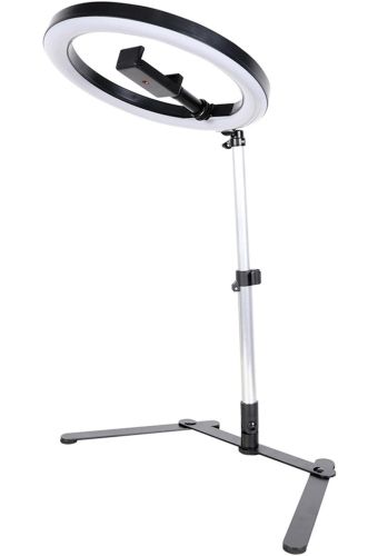 Кольцевая лампа со штативом LED Ring Light QX-206 26 см светодиодное селфи кольцо с подставкой и держателем для настольной сьемки 3 режима свечения
