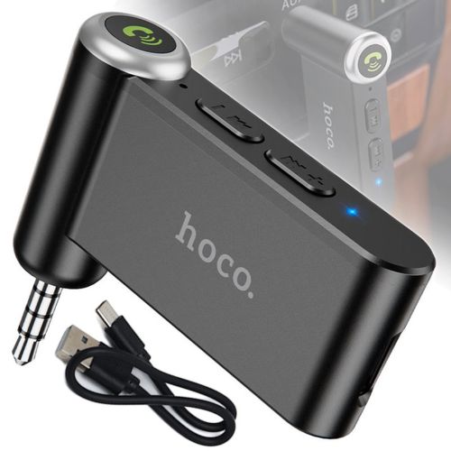 Автомобільний Bluetooth адаптер Hoco E58 140 mAh бездротовий трансмітер для магнітоли, авто FM ресивер, модулятор в машину з блютуз AUX 3.5 мм