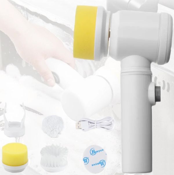  Бездротова щітка для прибирання Magic Brush 5 в 1 з насадками, Електрична акумуляторна щітка для чищення та прибирання, універсальна електрощітка