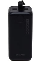 Зовнішній акумулятор повербанк Power Bank Awei P114k 50000 mAh 22.5 W портативний зарядний пристрій для телефону з швидкою зарядкою і дисплеєм 4 USB 