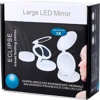 Кругле складне дзеркало для макіяжу large Led Mirror W0-29 косметичне розкладне дзеркало на регульованій підставці зі збільшенням на батарейках