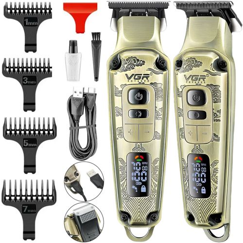 Аккумуляторная машинка для стрижки волос VGR V-901 5W беспроводной мужской триммер для стрижки и окантовки бороды и усов со сменными насадками V901
