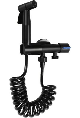 Набір для гігієнічного душу Handheld bidet Sprayer Set AA22 - 2 чорний ручний змішувач лійка з тримачем і шлангом з нержавіючої сталі для біде