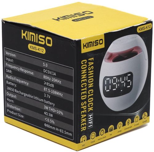 Бездротова Bluetooth колонка з годинником Kimiso KMS-K12 3W акумуляторний портативний міні динамік з будильником і RGB LED підсвічуванням microUSB
