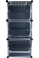 Складаний шафа органайзер для взуття Storage Cube Cabinet D1 - 3 42х32х95см Пластикова тумба з дверцятами на 3 секції і 6 поличок для одягу Чорна