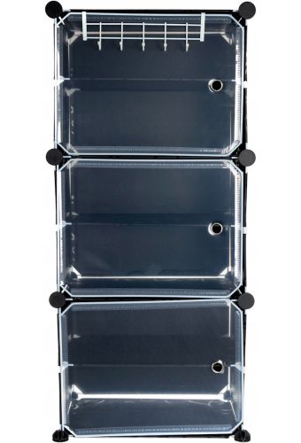 Складаний шафа органайзер для взуття Storage Cube Cabinet D1 - 3 42х32х95см Пластикова тумба з дверцятами на 3 секції і 6 поличок для одягу Чорна