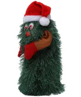 Танцююча різдвяна ялинка Dancing Xmas Tree ET02 інтерактивна новорічна іграшка 17х10 см обертова музична ялинка в шапці на батарейках