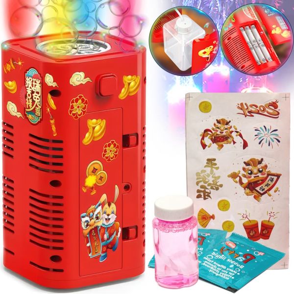 Автоматичний генератор мильних бульбашок Fireworks Bubble Machine DXS6225 85 мл машинка феєрверк зі світловими і звуковими ефектами на батарейках