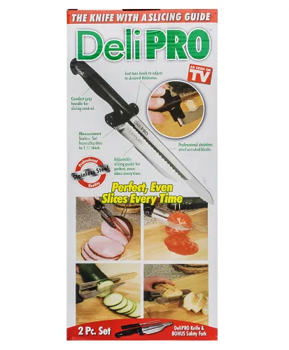 Кухонний ніж для точної нарізки Deli Pro універсальний ніж із сервірувальною виделкою з нержавіючої сталі 34х15.5х5 см