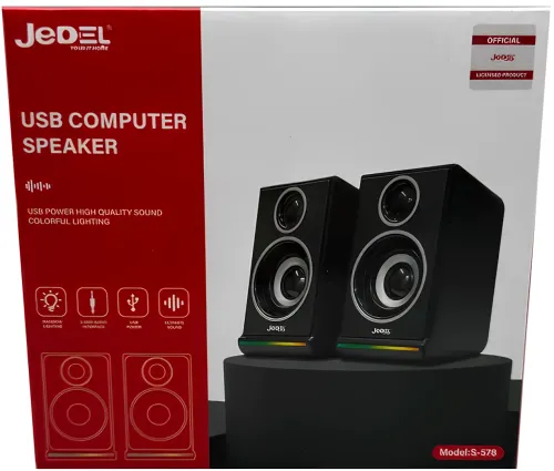 Провідні комп'ютерні колонки Jedel S-578 2.0 6W стерео RGB колонка з регулюванням гучності, акустика з підсвічуванням для ПК і ноутбука від USB