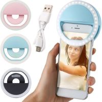 Світлодіодне LED селфи кільце Selfie Ring Light XL-191 8.5 см світлове підсвічування для фото лампа на телефон Android IOS блакитне, Рожеве, Чорне