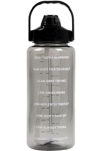 Спортивна пляшка з поїлкою для води Water Bottle Large Gym 2л портативна герметична пляшка з таймером, соломинкою і ручкою для занять спортом