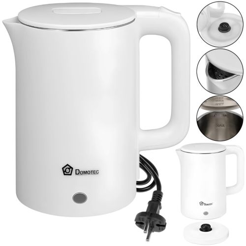 Электрочайник Domotec MS-5028 на 1.8 л настольный дисковый электрический чайник Домотек 1500W с индикатором работы и автоотключением от сети Белый