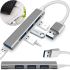 Концентратор USB 3.0 Hub Silver на 4 порти, мультифункціональний перехідник розгалужувач для ноутбука і ПК, юсб хаб Сірий