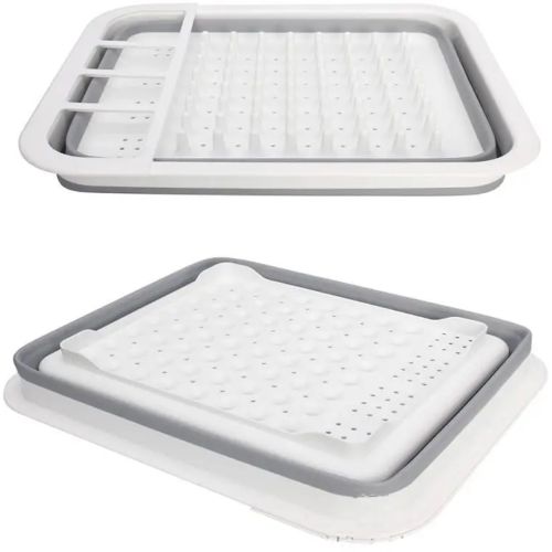 Складна кухонна сушарка для посуду Kitchen Craft Joseph Extend BN-090 розкладна, силіконова сушка для тарілок і кухонних приладів, піддон