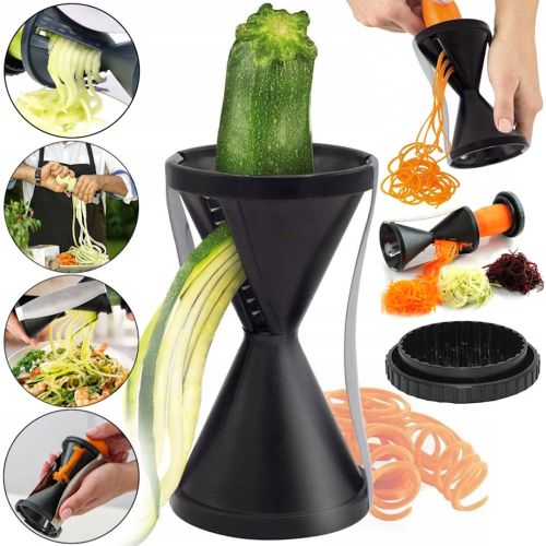 Ручна спіральна терка Spiral Slicer ST-86 овочерізка для шинкування корейської моркви, овочів і фруктів соломкою, спіральний слайсер 13x7 см Чорний