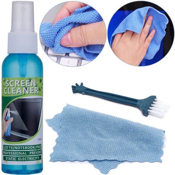 Набір для чищення екрану і монітора Expert Screen Cleaner 3 в 1 чистячі засіб 100 мл для техніки, комплект спрей пензлик і серветка з мікрофібри