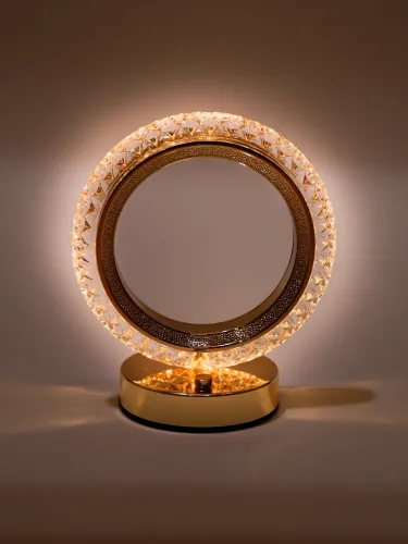 Настільна лампа-нічник Circle Table Light PC-8217 сенсорний нічник коло, світлодіодна лампа світильник із кристалами на акриловій підставці 3 режими