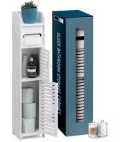 Підлоговий пенал у ванну Sleek Bathroom Storage Cabinet PK-01 вузька пластикова шафа 80х15х15 см органайзер з тримачем для зберігання паперу Білий