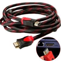 Посилений кабель Hdmi to Hdmi 5м 1080p в обмотці Кабель-подовжувач HDMI-HDMI 5M 5 m, 5 м для монітора і телевізора в обплетенні чорно червоний
