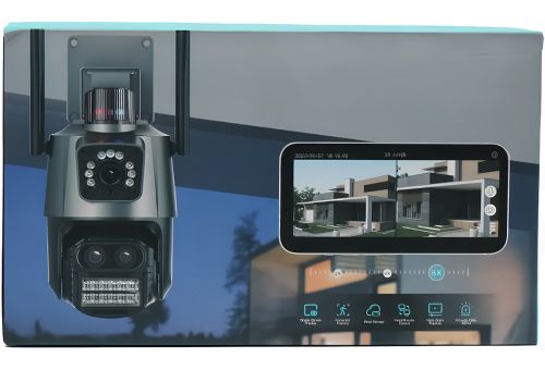 Цветная уличная IP камера видеонаблюдения с двойной камерой P11 WiFi видеокамера с ночной съемкой, датчиком движения и микрофоном 3Мп SD RJ45