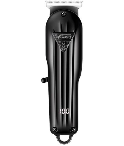 Аккумуляторная машинка для стрижки волос VGR V-982 4 сменные насадки, беспроводной мужской триммер для окантовки бороды и усов с LED дисплеем USB