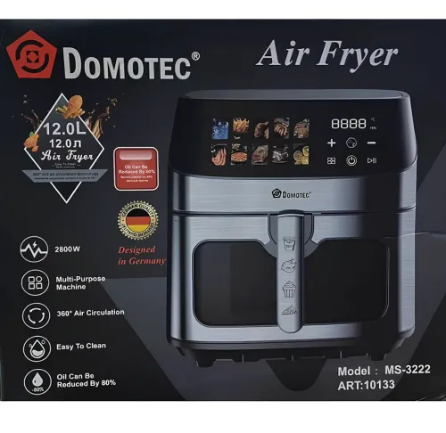 Безмасляна аерофритюрниця мультипіч Domotec MS-3222 12л 2800W з регулюванням температури для приготування їжі, фритюрниця з функцією аерогрилю