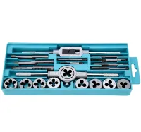 Набір мітчики і плашки Tap and Die Set M3-M12 20 штук комплект сталевих мітчиків і плашок для нарізування метричного різьблення в кейсі мічечок і лерка