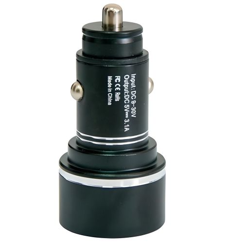 Автомобільний зарядний пристрій з вольтметром Car Charger HZ HC7 3.1 A, Адаптер для зарядки 2xUSB в прикурювач, Автозарядка з екраном Чорний