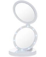 Кругле складне дзеркало для макіяжу large Led Mirror W0-29 косметичне розкладне дзеркало на регульованій підставці зі збільшенням на батарейках