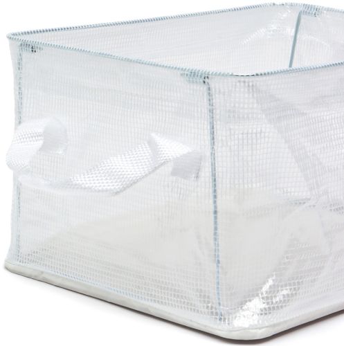 Універсальний органайзер в шафу Storage Box LY-706 48х20х20 см прозора тканинна кошик з каркасом для зберігання речей і нижньої білизни 27 л біла