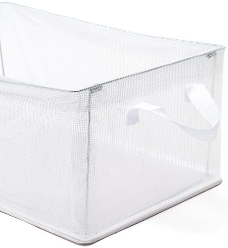 Універсальний органайзер в шафу Storage Box LY-706 48х20х20 см прозора тканинна кошик з каркасом для зберігання речей і нижньої білизни 27 л біла